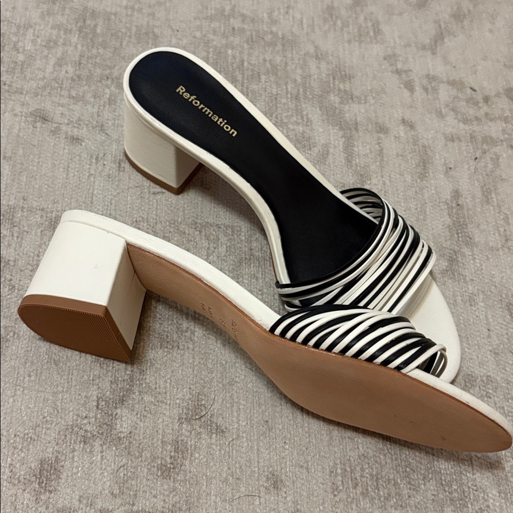 New Striped Block Heel Sandals - never worn